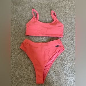 Gymshark women coral swimsuit medium top small bottoms